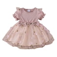 thumbnail image 1 of TiaoBug Baby Girls Rib Knitted Flower Dress Birthday Princess Tulle Lace Dress Christening Outfits Pink-A 18-24 Months, 1 of 6