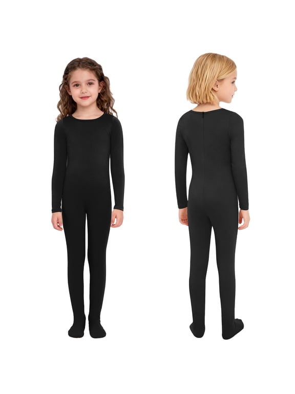 Ballet Dance Leotard for Kids Gymnastics Training Tumbling Practice Performance Full Body Unitard Black 6