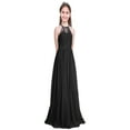thumbnail image 1 of TiaoBug Big Girls Halter Neck Chiffon Flower Dress Princess Wedding Bridesmaid Formal Party Evening Maxi Gown Black 16, 1 of 5