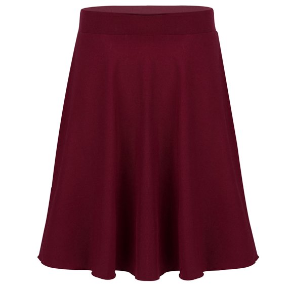 TiaoBug Big Girls Knee Length Skater Skirts Solid Color A-Line Full Circle Stretchy Skirt for Party Red 14