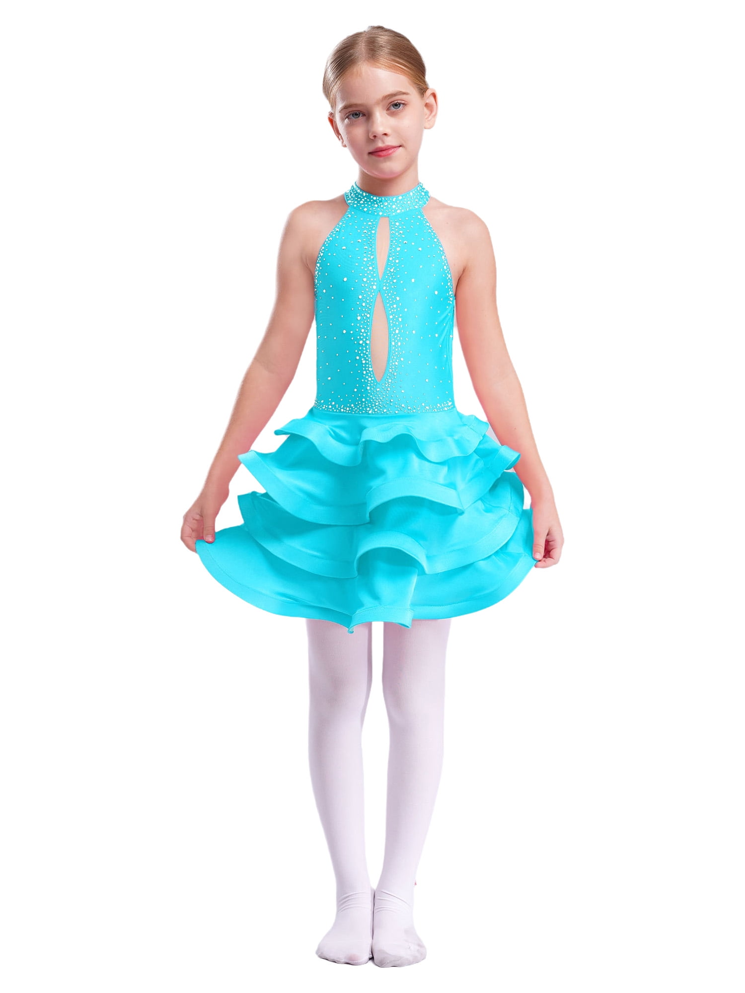 Women's Latin Dance Dress - Sequin Fringe Skirt, Rumba Cha-Cha Performance Costume