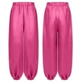 thumbnail image 1 of TiaoBug Big Girls Satin Bloomers Tribal Arabic Wide Leg Trousers Elastic Waist Belly Dance Harem Pants Hot Pink 14, 1 of 6