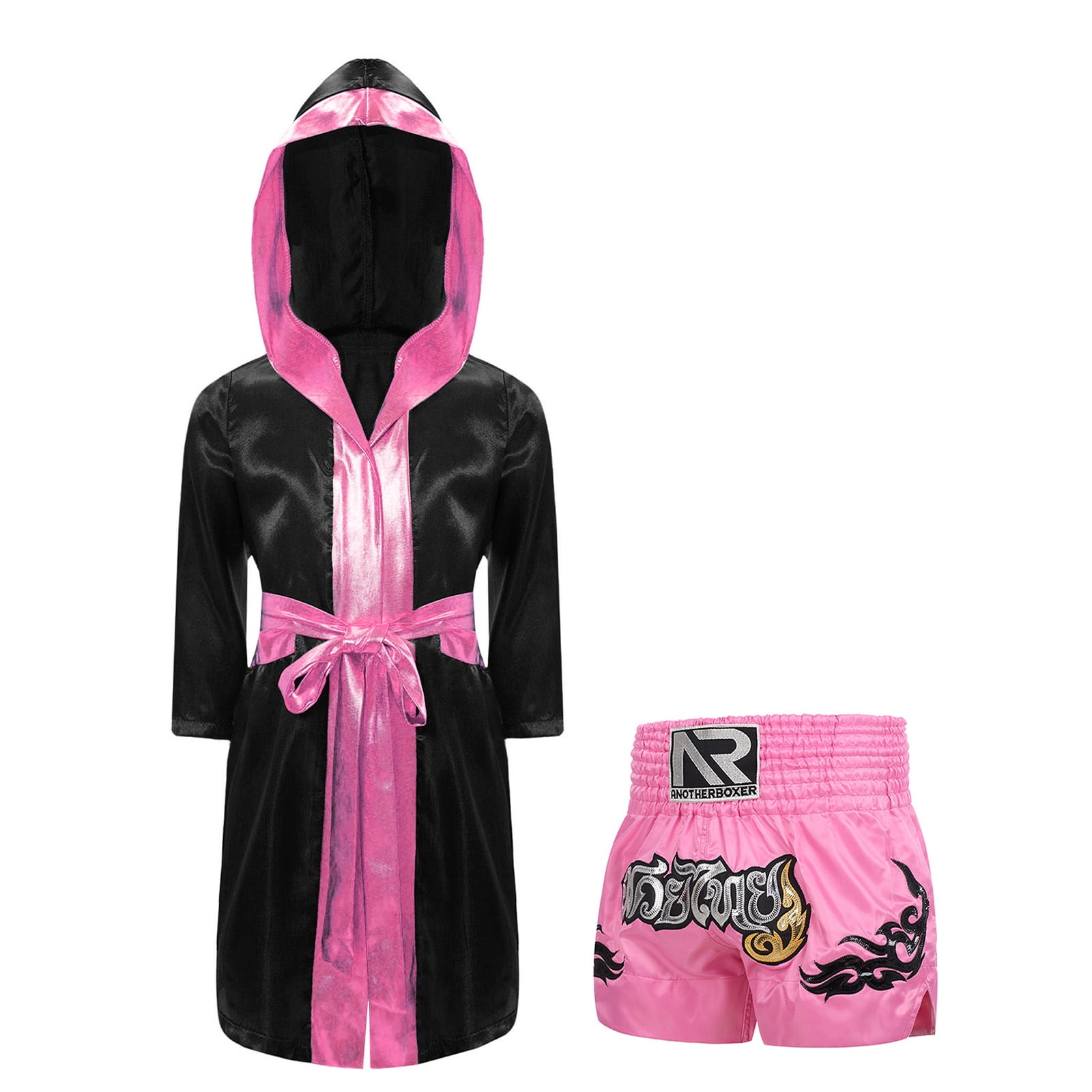 Boxer Robe Back TiaoBug Boxer Athletic Outfits for Boys Long Satin Hooded Robe with ...