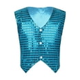 thumbnail image 1 of TiaoBug Boy Girl Glittery Sequined Vest Jazz Hip-hop Dance Costume Jacket Waistcoat Top Light Blue 8-9, 1 of 7