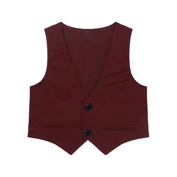 TiaoBug Boys Gentleman Dress Suit Vest Formal Suit Slim Fit Waistcoat for Wedding birthday Party Burgundy 5