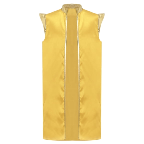 TiaoBug Boys Kids Arabian Princess Costume Rats Silky Sleeveless Long Vest Coat Mantle Yellow 16