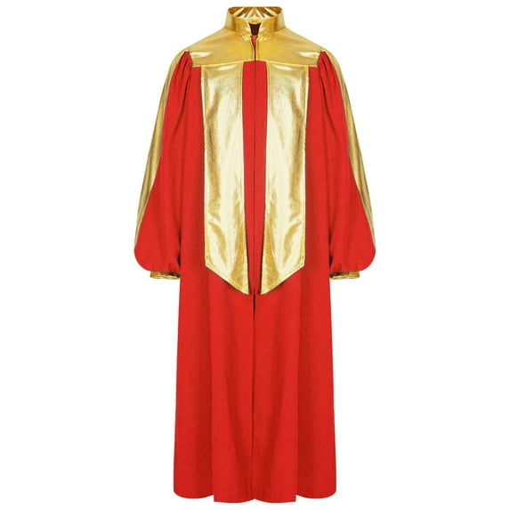 TiaoBug Boys Muslim Thobe Girls Gold Trim Loose Choir Robe Kaftan Middle East Festival Party Church Gown Red 6