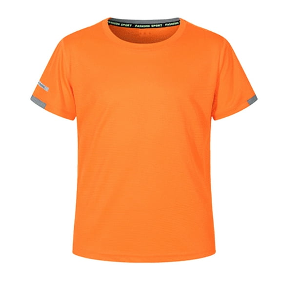 TiaoBug Boys Short Sleeve Workout Shirt Kids UPF 50 Rash Guard Quick Dry Athletic Running Swimming Orange 150