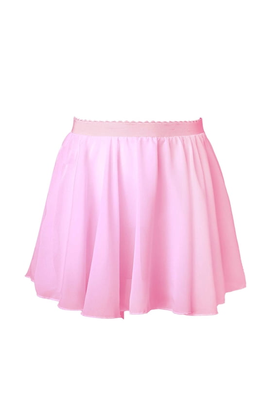 Chiffon Dance Skirt for Girls Gymnastics Ballet Dance Tutu Dress Pull-On Dancewear Pink 1-6