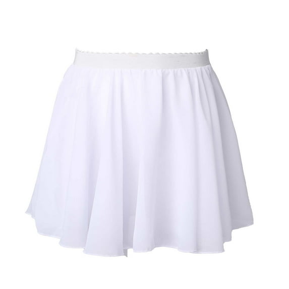 TiaoBug Chiffon Dance Skirt for Girls Gymnastics Ballet Dance Tutu Dress Pull-On Dancewear White 12-15