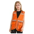 thumbnail image 1 of TiaoBug Child High Visibility Safety Vests with Zipper Front Reflective Mesh Work Construction Safety Vest Orange 9-10, 1 of 7