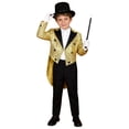 thumbnail image 1 of TiaoBug Children's Magician Outfits 4Pcs Long Sleeve Sequins Tailcoat with Hat Magic Wand Gloves Set Gold 6, 1 of 7