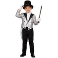 thumbnail image 1 of TiaoBug Children's Magician Outfits 4Pcs Long Sleeve Sequins Tailcoat with Hat Magic Wand Gloves Set Silver 12, 1 of 7