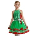 thumbnail image 1 of TiaoBug Christmas Sparkly Dress for Girls Striped Sequins Ballet Leotard Dance Tutu Dress Green 14, 1 of 7