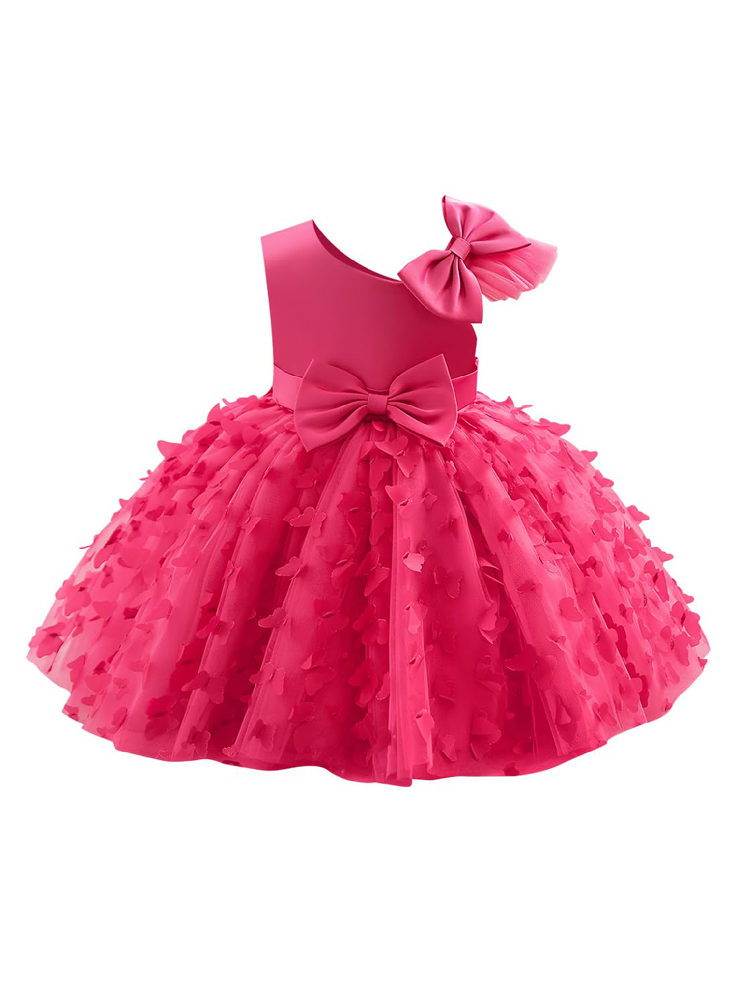 Pink Princess Butterfly Tulle Dress for Girls