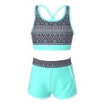 thumbnail image 1 of TiaoBug Flower Girls Back Crisis Cross Tank Top with Shorts Two Piece Gymnastics/Dance/Sports/Swim Mint Green 16, 1 of 7