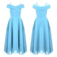 thumbnail image 1 of TiaoBug Flower Girls Chiffon Junior Bridesmaid Dress Off Shoulder A Line Gown, 1 of 6