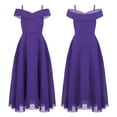 thumbnail image 1 of TiaoBug Flower Girls Chiffon Junior Bridesmaid Dress Off Shoulder A Line Gown, 1 of 5