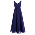 thumbnail image 1 of TiaoBug Flower Girls Maxi Dress Chiffon Junior Prom Wedding Bridesmaid Gown Navy Blue 14, 1 of 7
