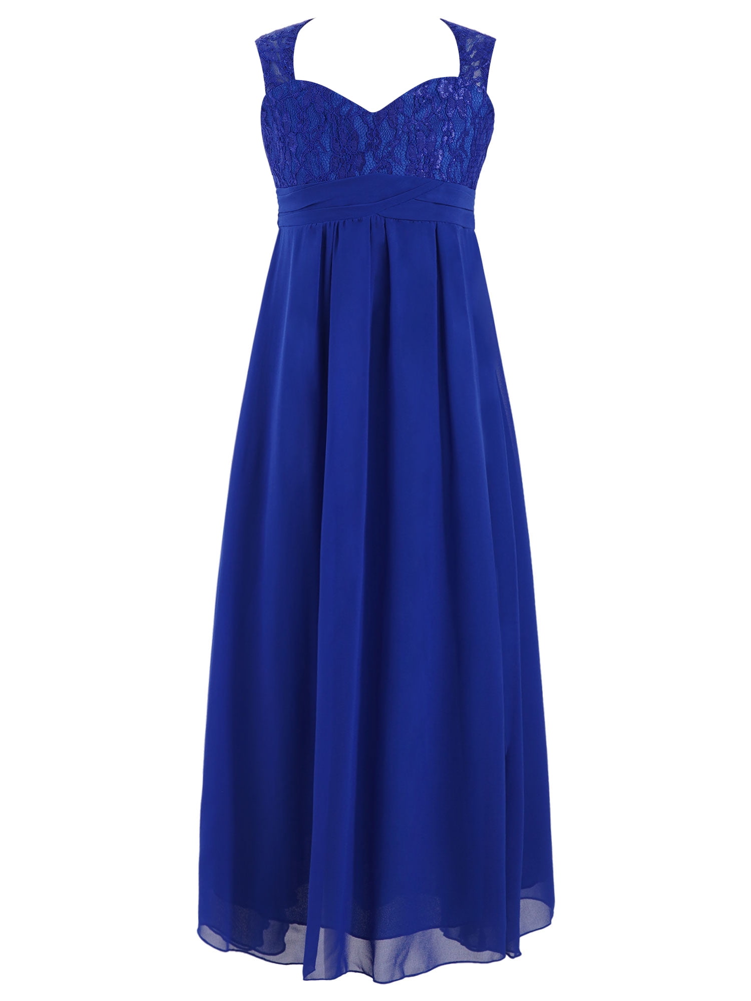 TiaoBug Flower Girls Maxi Dress Chiffon Junior Prom Wedding Bridesmaid Gown Royal Blue 4 Walmart