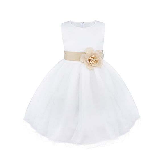 TiaoBug Flower Girls Wedding Bridesmaid Dress Sleeveless Princess Bowknot Prom Birthday Party Ball Gown Khaki 6