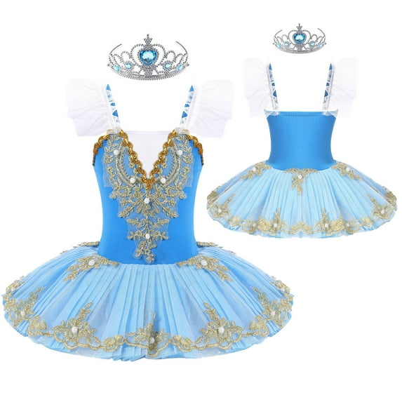 TiaoBug Girls Ballet Swan Dancewear Jazz Tap Latin Ballroom Dancing Dress Halloween Christmas Costume 3-12