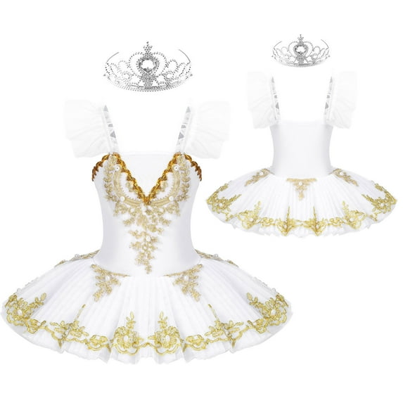 TiaoBug Girls Ballet Swan Dancewear Jazz Tap Latin Ballroom Dancing Dress Halloween Christmas Costume 3-12