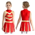 thumbnail image 1 of TiaoBug Girls Cheer Leader Uniform Schoolgirl Dance Dress Stage Performance Cheerleading Outfit Red 16, 1 of 7