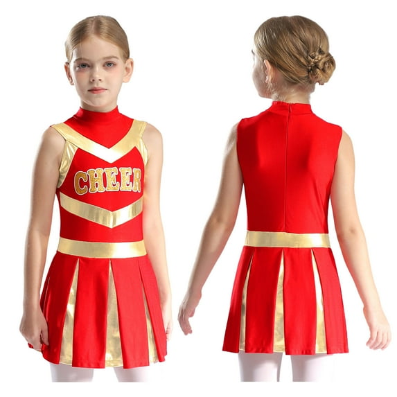 TiaoBug Girls Cheer Leader Uniform Schoolgirl Dance Dress Stage Performance Cheerleading Outfit Red 16