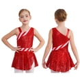 thumbnail image 1 of TiaoBug Girls Christmas Candy Cane Costume Shiny Sequins Ballet Dance Leotard Dress Red 12, 1 of 7