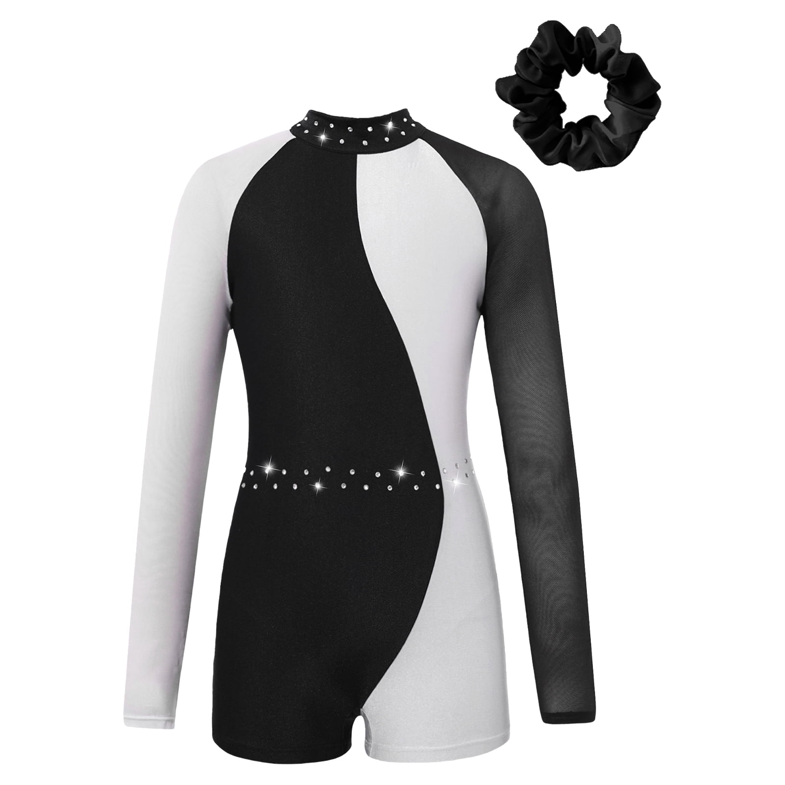 Plastic Unitards TiaoBug Girls Diamond Long Sleeve Gymnastics Unitards Biketards Kids ...