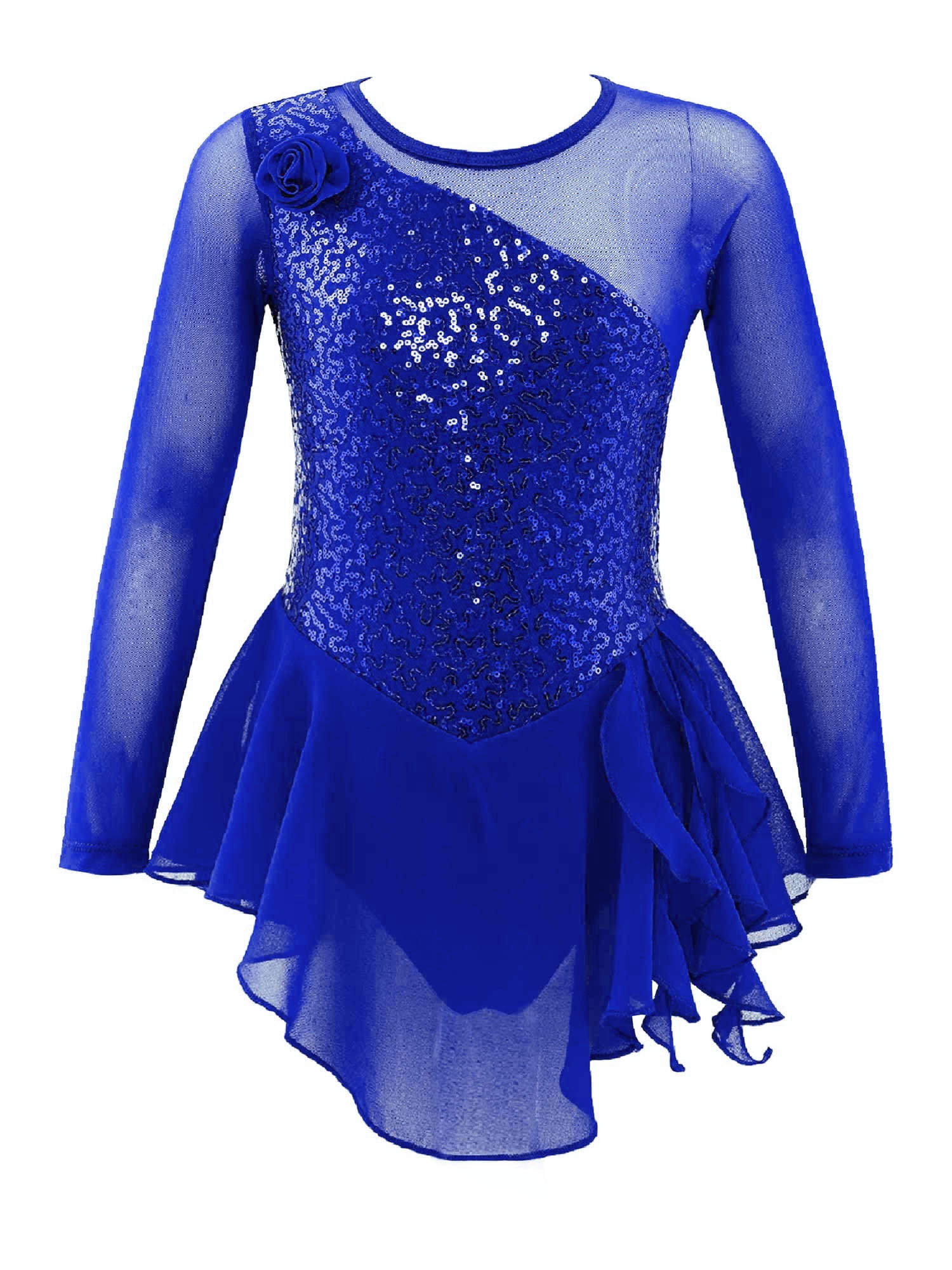 UK Kids Girls Roller Skating Dress Ballet Dance Leotard Skirt Gymnastics Costume - Foto 9
