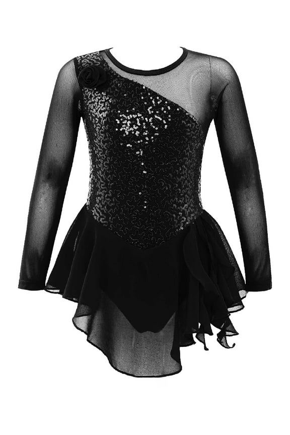 Girls Figure Ice Skating Roller Dress Ballet Dance Gymnastics Leotard Dancewear 4-14