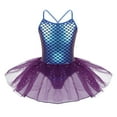 thumbnail image 1 of TiaoBug Girls Glitter Spaghetti Shoulder Straps Mermaid Gymnastics Leotard Tutu Dress 3-10, 1 of 7