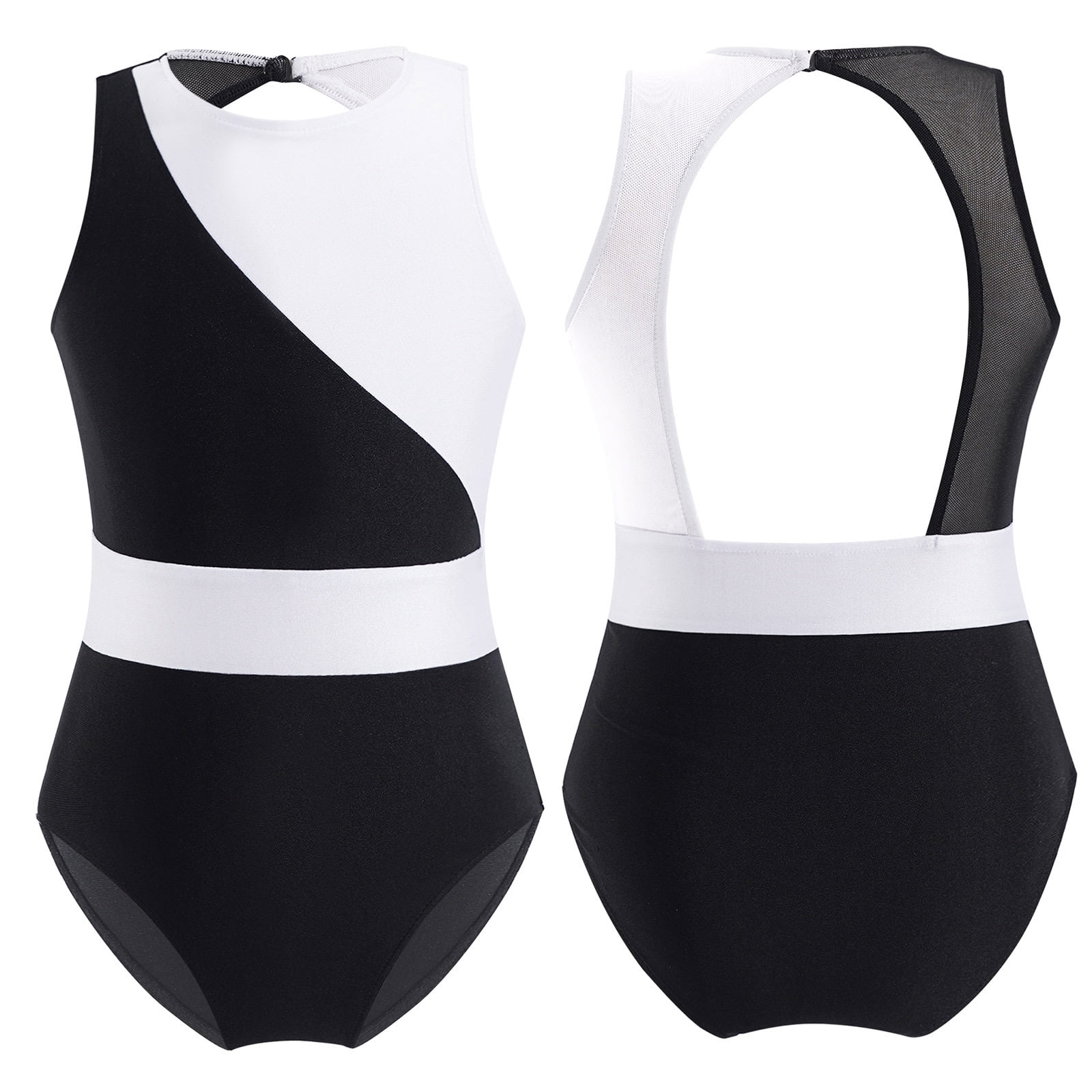 TiaoBug Girls Gymnastic Leotard Ballet Dance Jumpsuit Mesh Patchwork tiaobug-girls-gymnastic-leotard-ballet-dance-jumpsuit-mesh-patchwork