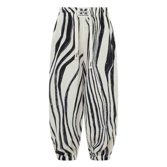 TiaoBug Girls Harem Pants Summer Print Smocked Waisted Loose Pants Dance Sports Palazzo Yoga Trousers Type F 13-14