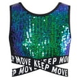 thumbnail image 1 of TiaoBug Girls Hip Hop Modern Jazz Stage Performance Tank Vest Sleeveless Dancewear Sparkle Dance Tops Green 10, 1 of 3