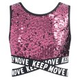 thumbnail image 1 of TiaoBug Girls Hip Hop Modern Jazz Stage Performance Tank Vest Sleeveless Dancewear Sparkle Dance Tops Pink 14, 1 of 3