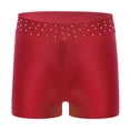 thumbnail image 1 of TiaoBug Girls Kids Gymnastic Shorts Ballet Dance Bottoms Shiny Rhinestones Tumbling Yoga Sports Shorts Burgundy 12, 1 of 5