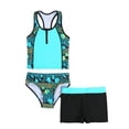 thumbnail image 1 of TiaoBug Girls Kids Sports Swimwear Flower Print Racerback Shirt Shorts Set Bathing Suit, 1 of 7