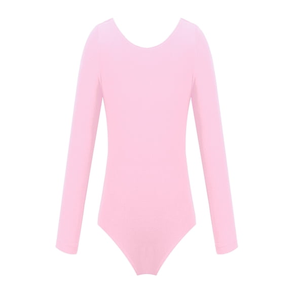 TiaoBug Girls Long Sleeve Ballet Dance Leotard One Piece Gymnastics Jumpsuit Unitard 3-12 A Pink 4