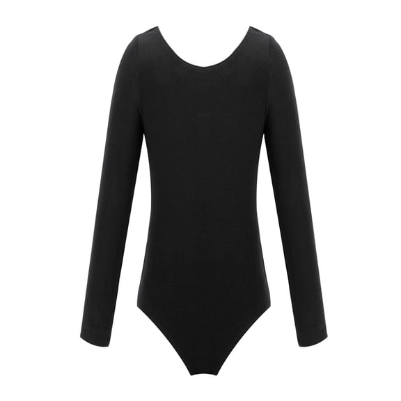 TiaoBug Girls Long Sleeve Ballet Dance Leotard One Piece Gymnastics Jumpsuit Unitard 3-12 Black 12