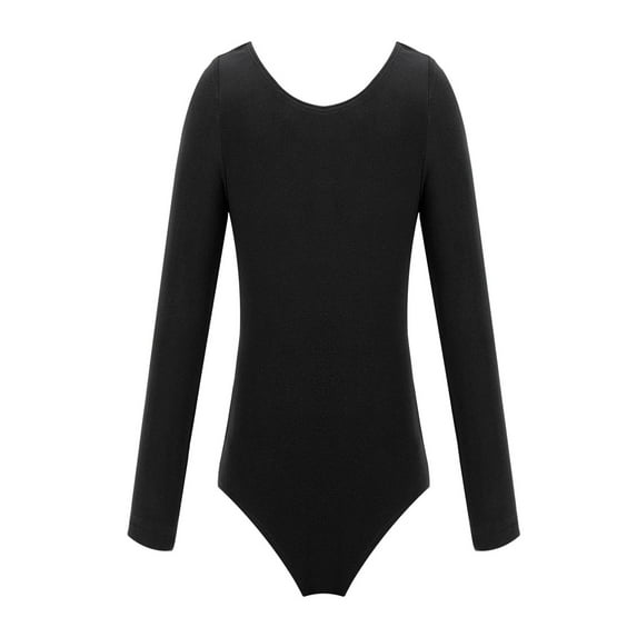 TiaoBug Girls Long Sleeve Ballet Dance Leotard One Piece Gymnastics Jumpsuit Unitard 3-12 Black 6