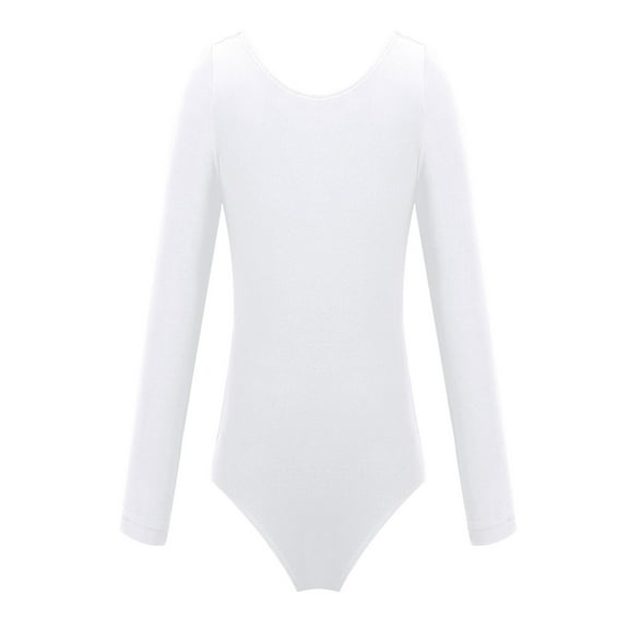 TiaoBug Girls Long Sleeve Ballet Dance Leotard One Piece Gymnastics Jumpsuit Unitard 3-12 White 4