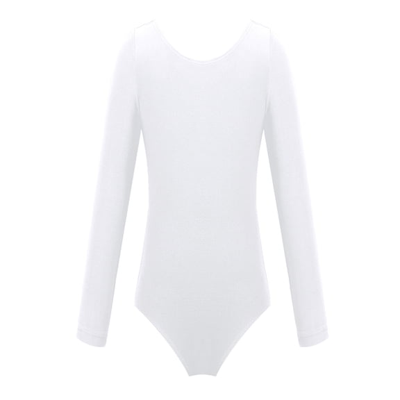 TiaoBug Girls Long Sleeve Ballet Dance Leotard One Piece Gymnastics Jumpsuit Unitard 3-12 White 6