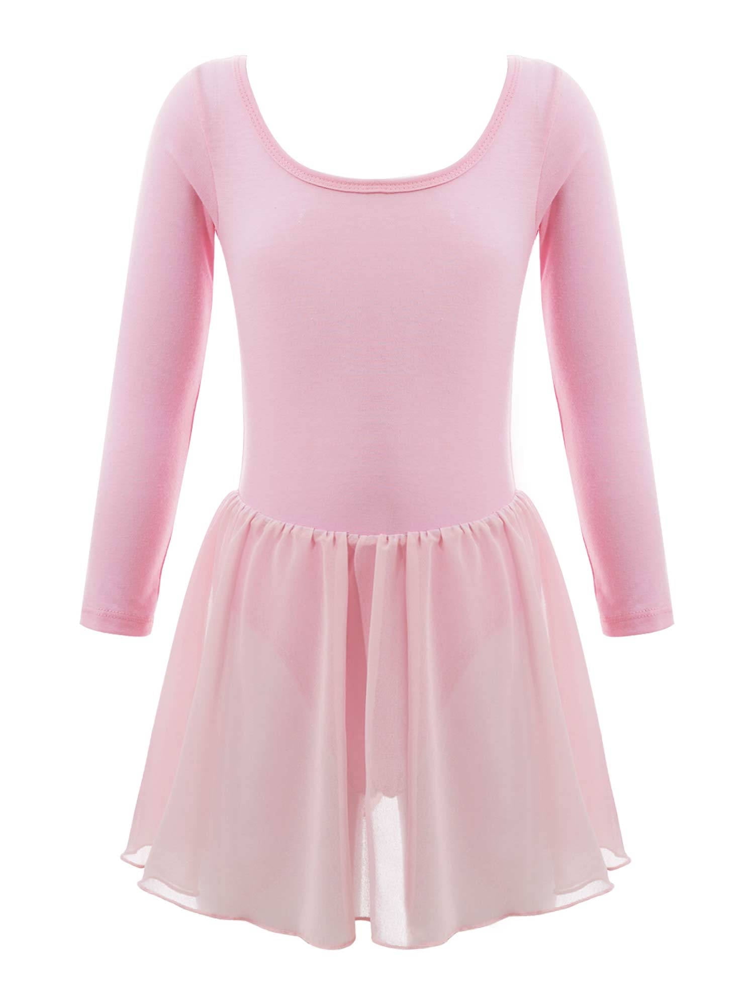 TiaoBug Girls Long Sleeve Ballet Leotard Dress Gymnastics Outfit ...