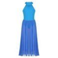 thumbnail image 1 of TiaoBug Girls Lyrical Dance Dress Mock T-Neck Leotard Mesh Maxi Skirt 8-16 Blue 16, 1 of 7