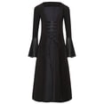 thumbnail image 1 of TiaoBug Girls Medieval Renaissance Dress Long Sleeve Lace-Up Halloween Gothic Victorian Corset Dress Black 10, 1 of 7