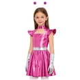 thumbnail image 1 of TiaoBug Girls Metallic Alien Dress Outer Space Themed Party Outfits with Alien Hair Hoop and Metallic Gloves 3Pcs Set Hot Pink 14, 1 of 6