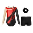 thumbnail image 1 of TiaoBug Girls Metallic Long Sleeve Gymnastics Leotard with Shorts Hair Dance Unitard Biketards Red 6, 1 of 7